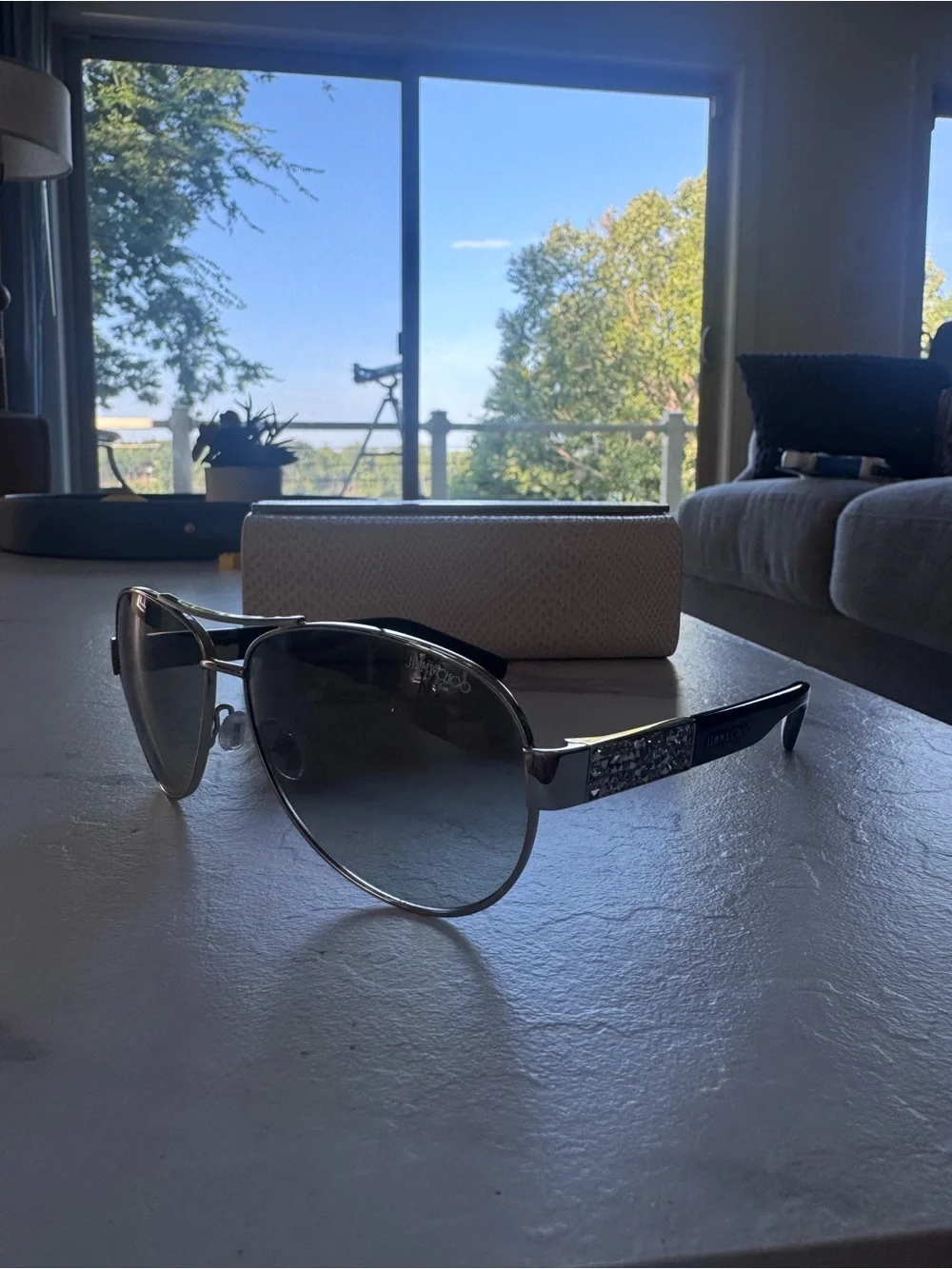 Jimmy Choo Women's Aviator Sunglasses with Crystal Case & Cloth included. NEW